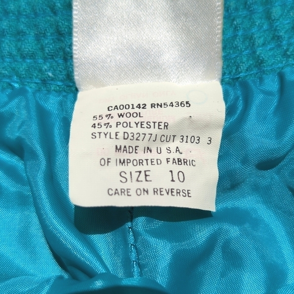 TanJay 90's Vintage Wool Blend High Waisted Straight Leg Trousers Teal Blue 10 - Picture 9 of 12